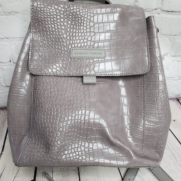 NWT Claudia Canova Grey Croc Flap Over Bac… - Picture 4 of 5